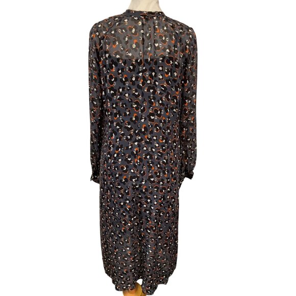 Dorothee Schumacher Sheer Silk Long-Sleeve Midi Dress With Leopard Print Size S - Picture 3 of 6